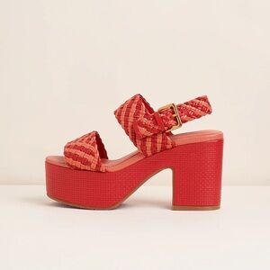 Women's Begonia Red Woven Platform Sandals Charlotte Stone Sola